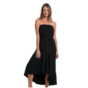 NWT La Blanca Draped Darling Strapless Midi Dress in Black Size XL